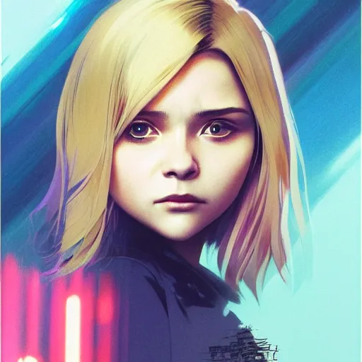 Prompt: chloe grace moretz portrait as manga girl, realistic shaded perfect face, fine details. anime. realistic shaded lighting poster by ilya kuvshinov katsuhiro otomo ghost - in - the - shell, magali villeneuve, artgerm, jeremy lipkin and michael garmash and rob rey