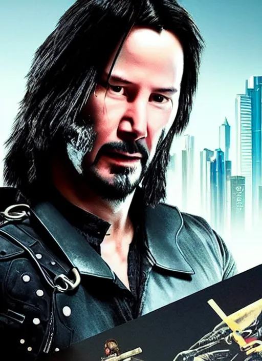 Image similar to keanu reeves as johnny silverhand!! holding a shovel, cyberpunk 2 0 7 7 wake up samurai, solarpunk, lots of plants, gardening, permaculture, anarchy, realistic, ultra detailed