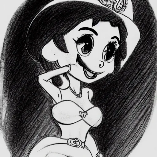 Image similar to milt kahl sketch of victoria justice with kim kardashian body as princess daisy from super mario bros