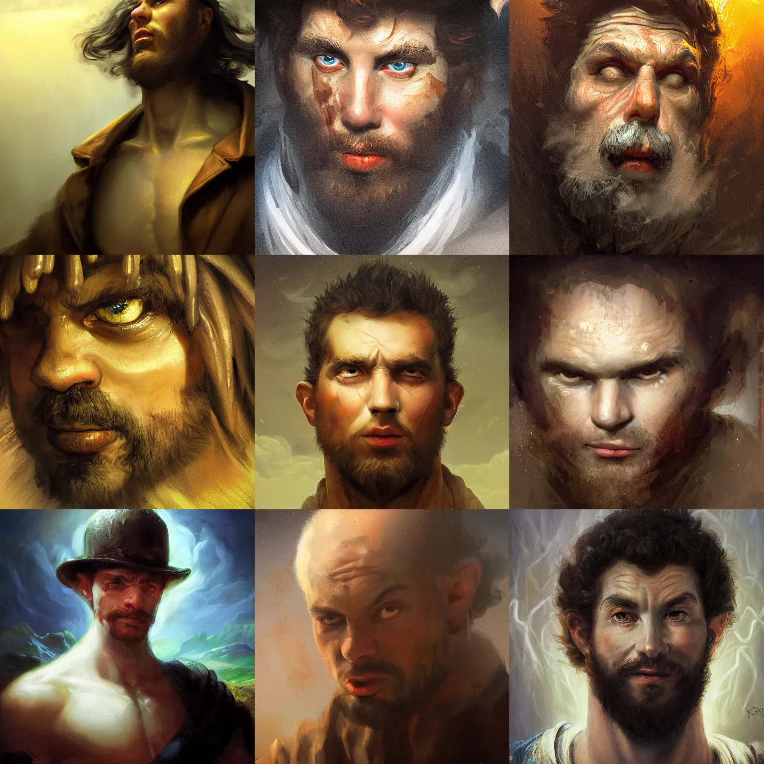 Prompt: mighty man, close up portrait, intricate, elegant, volumetric lighting, scenery, classical painting, in the style of rembrandt and tony sart and lucian freud and anato finnstark and randy vargas and diego gisbert llorens and johan grenier and ruan jia and steve mccurry, photorealistic lighting, sharp focus, illustration, concept art