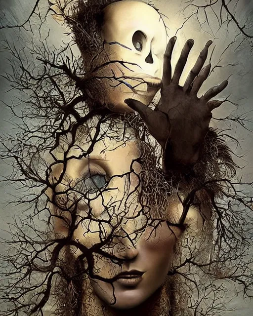 Image similar to halloween ghost theme surrealist art in the styles of igor morski, jim warren, and a tim burton film, intricate, hyperrealistic, volumetric lighting