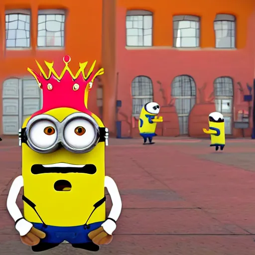 Image similar to The Minion King Bob as a fall guys character