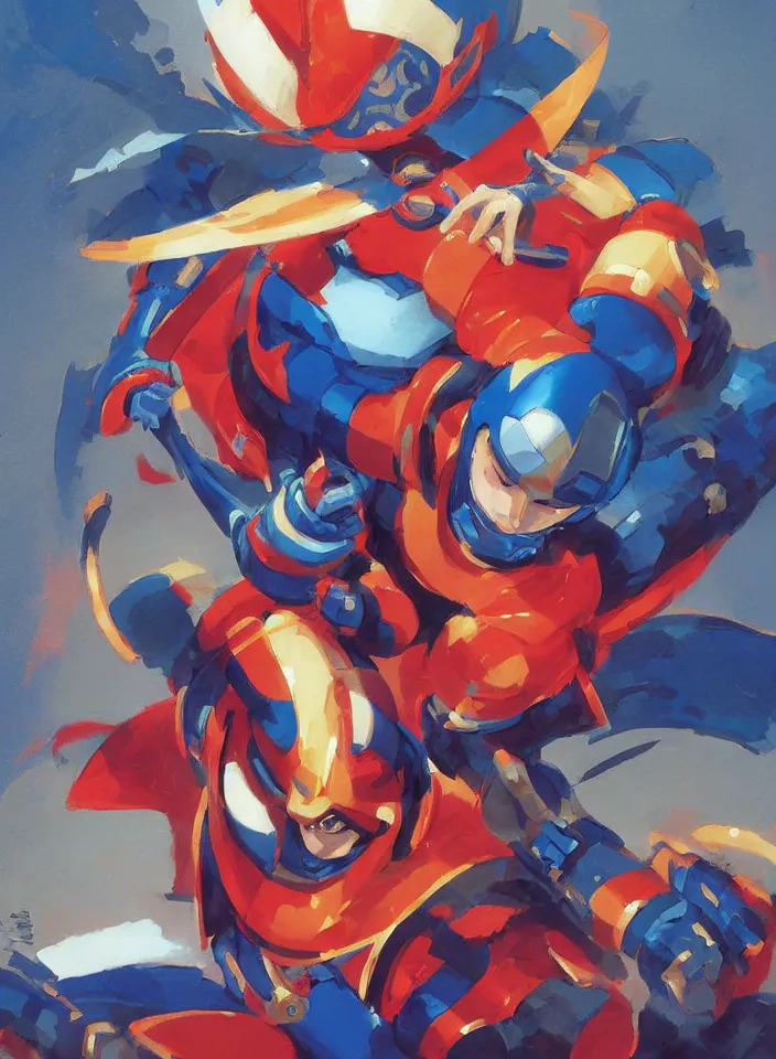 Image similar to orientalist painting of a ninja megaman x zero, in the style of syd mead, jeremy cowart, by greg rutkowski, by greg tocchini, by james gilleard, by joe fenton