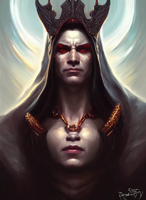 Image similar to the god of deception, a _ fantasy _ style _ portrait _ painting _, wicked, oil _ painting _ unreal _ 5 _ daz. _ rpg _ portrait _ extremely _ detailed _ artgerm _ greg _ rutkowski _ greg