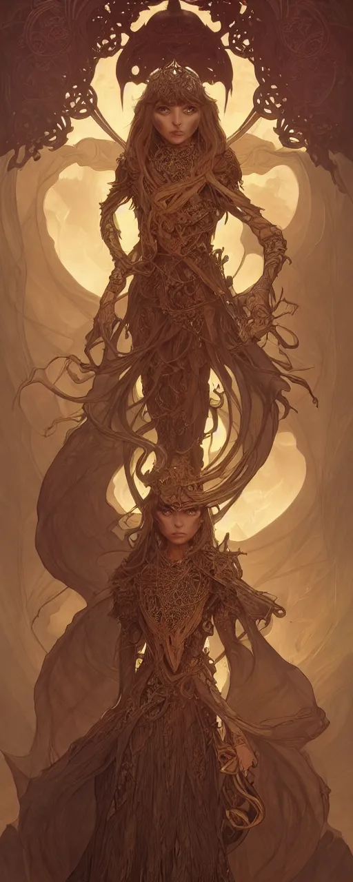 Image similar to dark crystal art nouveau, D&D, fantasy, intricate, elegant, highly detailed, digital painting, artstation, concept art, matte, sharp focus, illustration, hearthstone, art by Artgerm and Greg Rutkowski and Alphonse Mucha