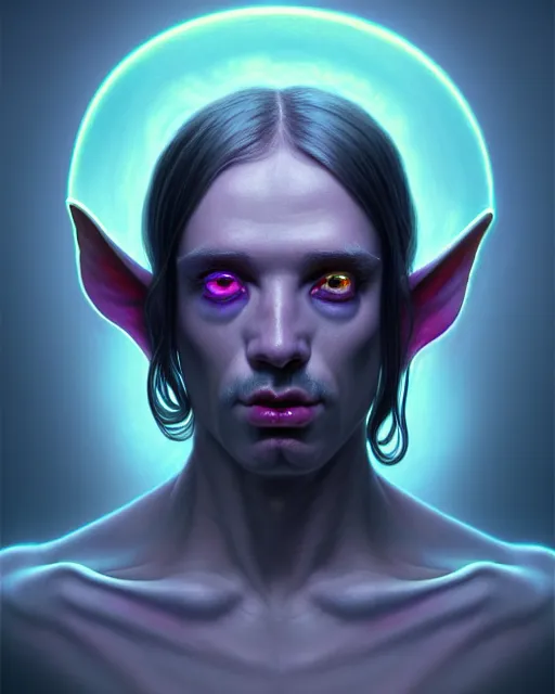 Prompt: portrait of a cute bioluminescent male evil nymph, tendrils, highly detailed, digital painting, cinematic, hyper realism, dark retrowave, art by zdzisław beksinski and stanley lau and artgerm and magali villeneuve and alphonse mucha, artstation, octane render, cgsociety