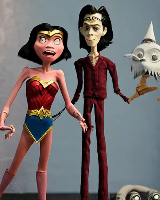 Prompt: steve buscemi dressed as wonder woman as a highly detailed stop motion puppet, in the style of laika studios ’ s paranorman, coraline, kubo and the two strings shot in the style