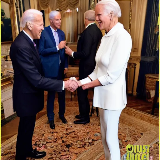 Prompt: taylor swift shaking hands with joe biden, 8 k uhd, cover of vouge magazine