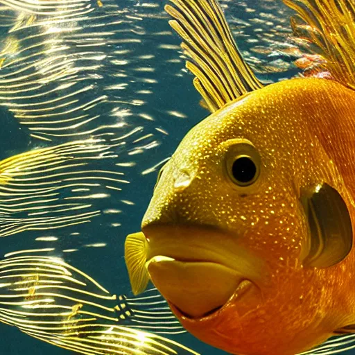 Image similar to a shining golden fish, reflecting light