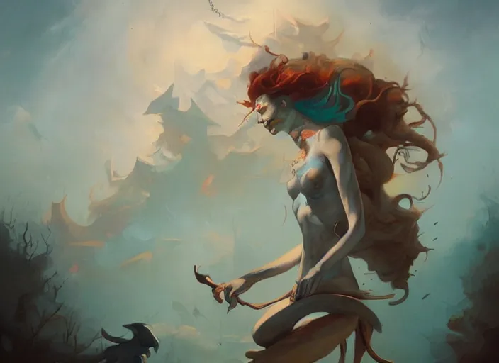 Image similar to an amazing piece of art by Peter Mohrbacher