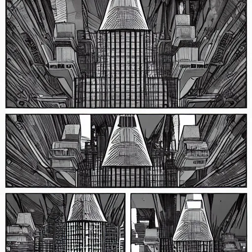 Prompt: A city in the style of a gigastructure from the manga Blame