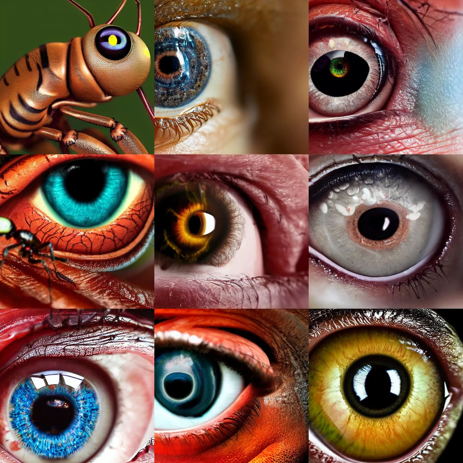 Prompt: bugs crawling out of realistic human eye, 4K HD, detailed, horror