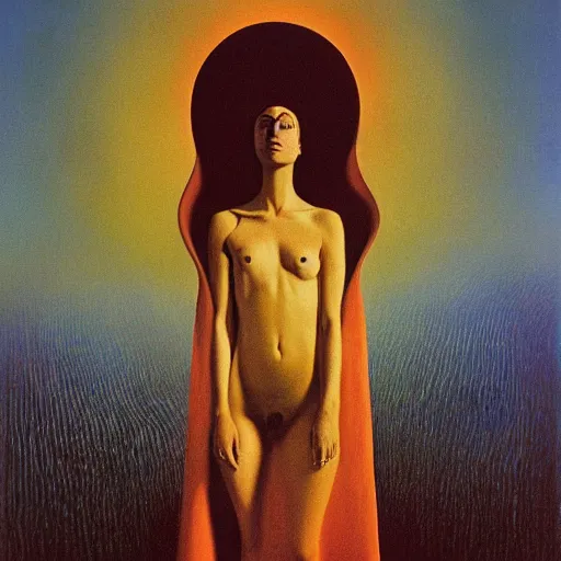 Image similar to the queen of the sun by salvador dali and zdzisław beksiński, oil on canvas