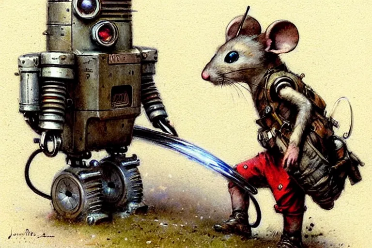 Image similar to adventurer ( ( ( ( ( 1 9 5 0 s retro future robot mouse tunneling boring machine. muted colors. ) ) ) ) ) by jean baptiste monge!!!!!!!!!!!!!!!!!!!!!!!!! chrome red