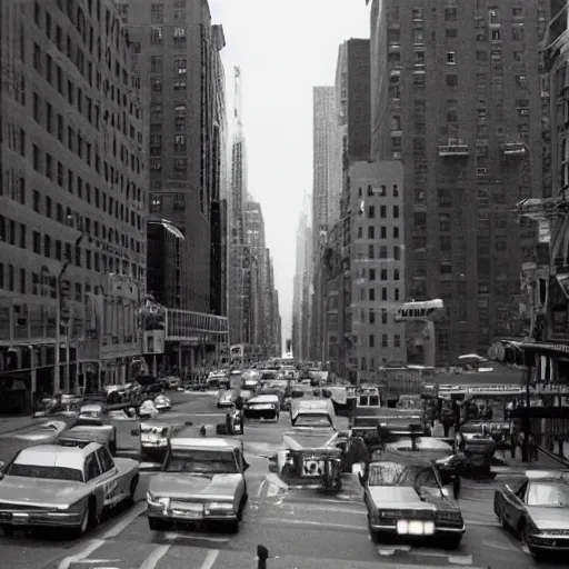 Image similar to photograph of a new york city street in 1 9 8 9