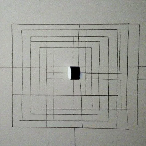 Prompt: An educational artist's demonstration of a single simple cube drawn in one point perspective. Sketch.