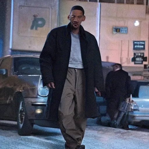 Prompt: film still of will smith dressed like niko bellic (character from Grand Theft Auto IV), photorealistic