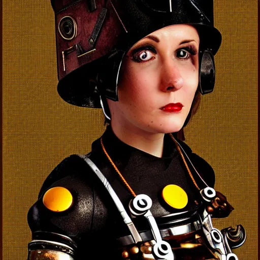 Image similar to portraits of an retro futuristic steampunk robot maid