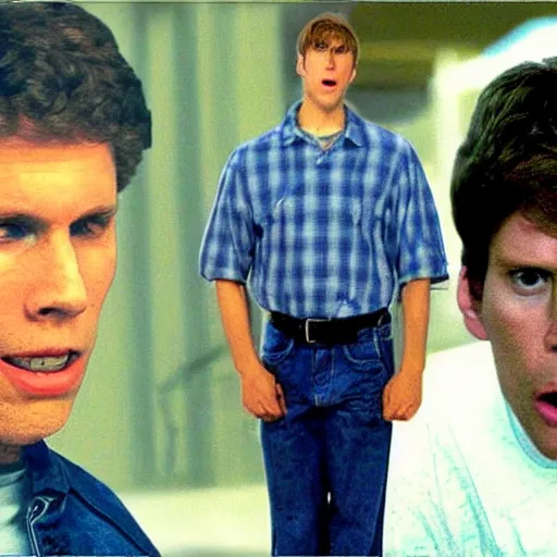 Image similar to Live Action Still of Jerma in Napoleon Dynamite, real life, hyperrealistic, ultra realistic, realistic, highly detailed, epic, HD quality, 8k resolution, body and headshot, film still