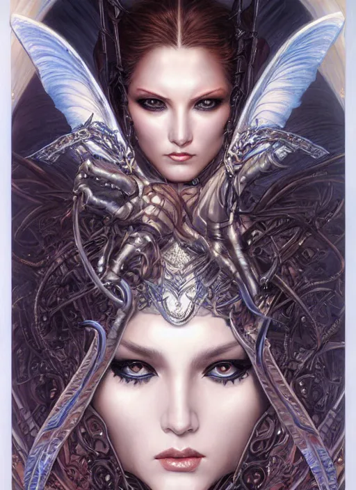 Image similar to a highly detailed symmetrical painting of a female fantasy character with piercing beautiful eyes, art by artgerm and karol bak and mark brooks and donato giancola and bayard wu and gustav moreau and wayne barlowe