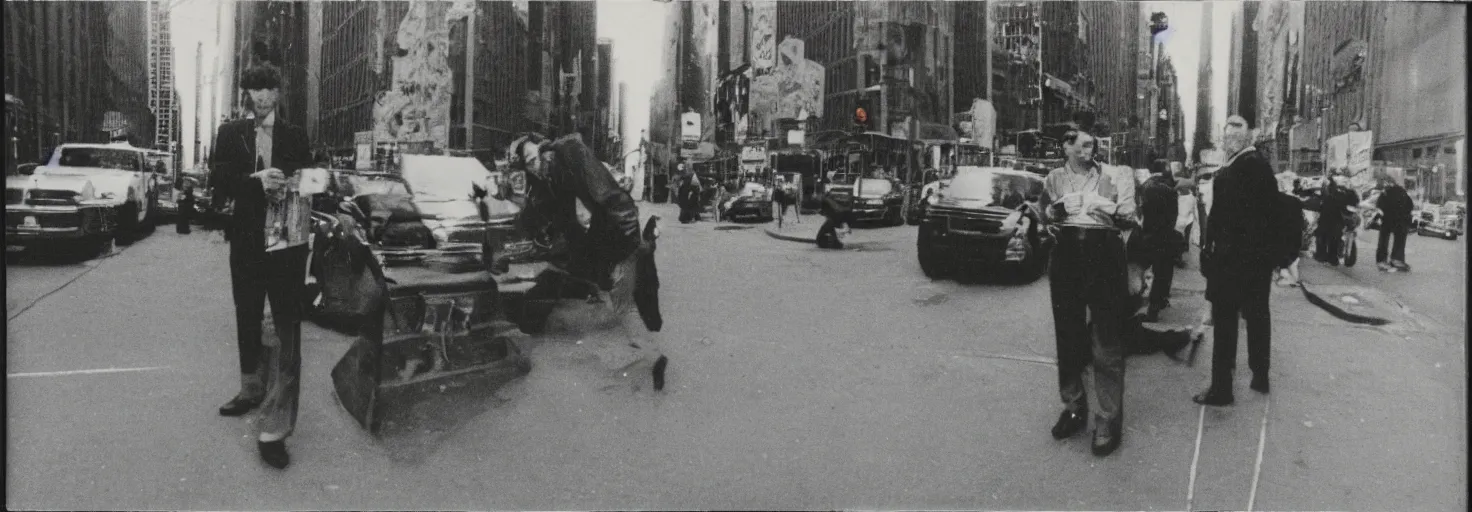 Prompt: Polaroid Photo of Kirby on the street in New York City