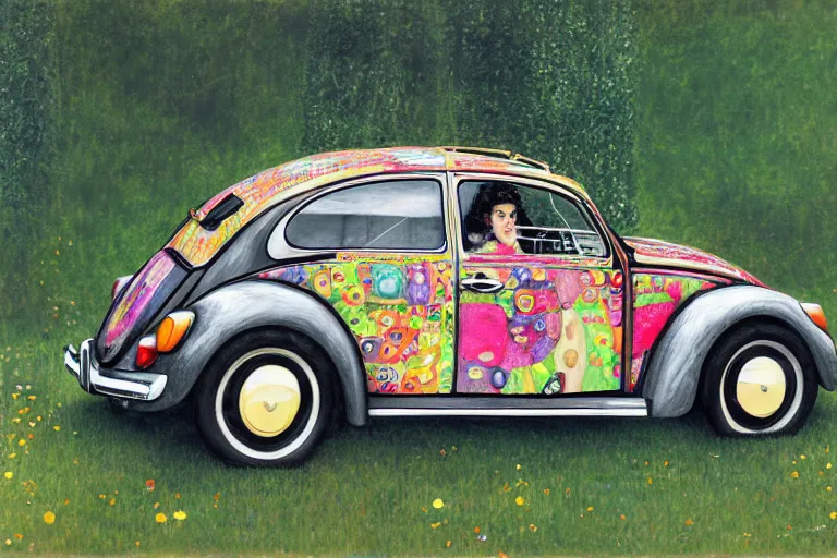 Image similar to gustav klimt vw beetle