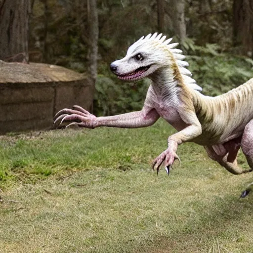 Image similar to photo of a hybrid between a dog and a velociraptor