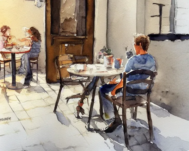 Image similar to a coffee shop watercolor illustration by dziuba evgeniya trending on artstation