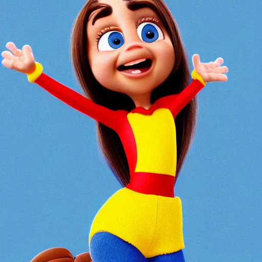 Prompt: riley reid as a disney pixar anthropomorphic character'