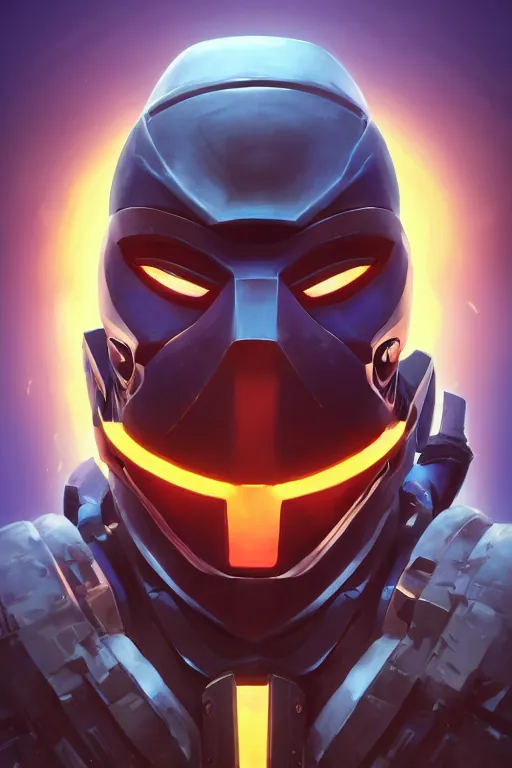 Image similar to epic mask helmet robot ninja portrait stylized as fornite style game design fanart by concept artist gervasio canda, behance hd by jesper ejsing, by rhads, makoto shinkai and lois van baarle, ilya kuvshinov, rossdraws global illumination radiating a glowing aura global illumination ray tracing hdr render in unreal engine 5