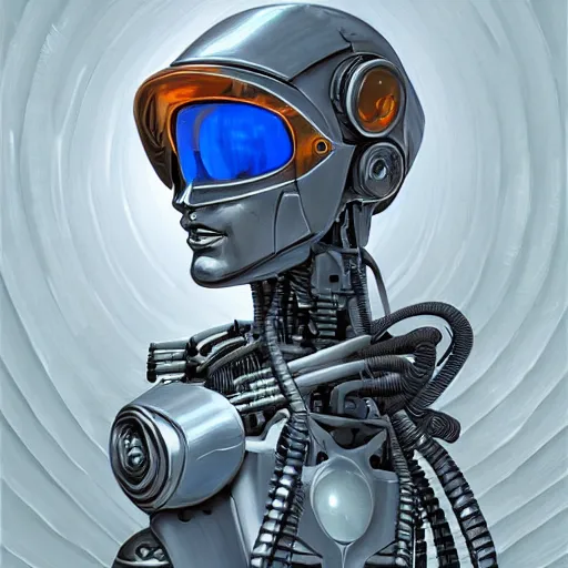 Image similar to concept art portrait of a diesel punk robot on a depth of field background, by cam sykes. an intricate, elegant, highly detailed digital painting, concept art, smooth, sharp focus, illustration, in the style of syd mead.