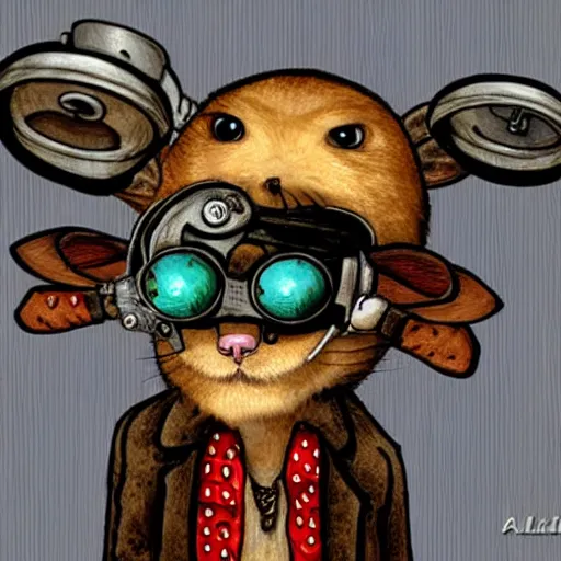 Image similar to a rat with steampunk googles, by Allie brosh