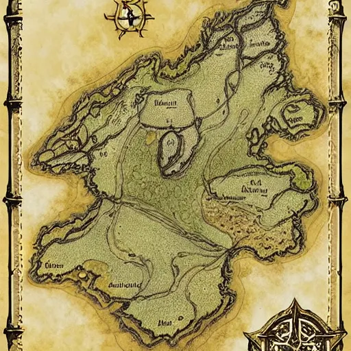 Prompt: Fantasy map, medieval style, artstation