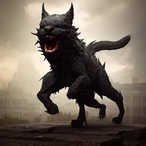 Image similar to shadow beast with catlike face, consist of shadow, by greg rutkowski, magic the gathering, highly detailed, octane render, 4 k