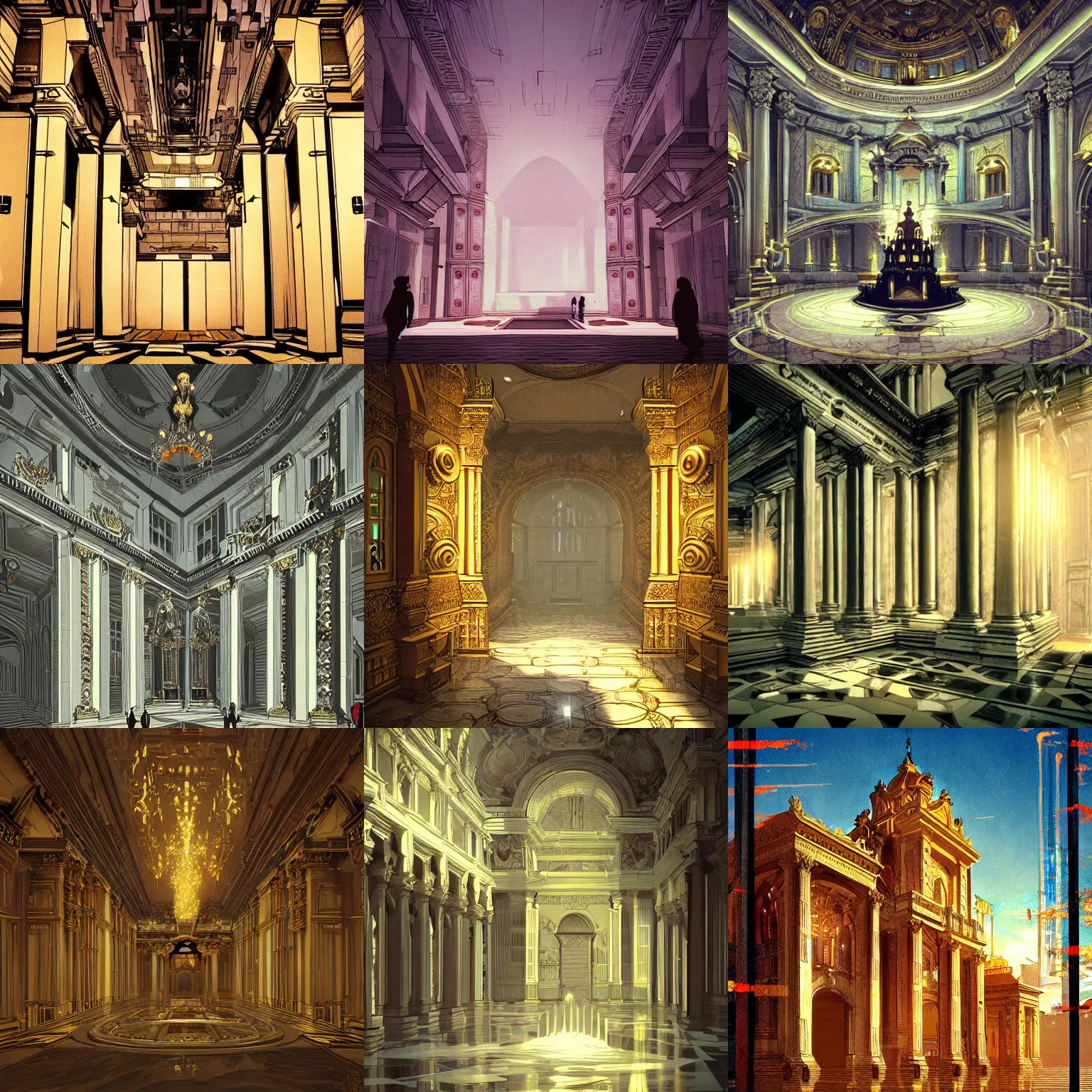 Prompt: an extremely beautiful masterpiece architectural illustration in the baroque style of rez,