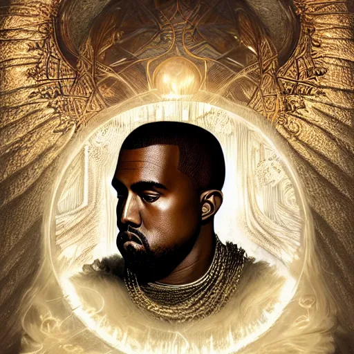 Prompt: kanye west in lord of the rings, intricate, highly detailed, digital painting, artstation, concept art, matte, sharp focus, illustration, art by artgerm and greg rutkowski and alphonse mucha