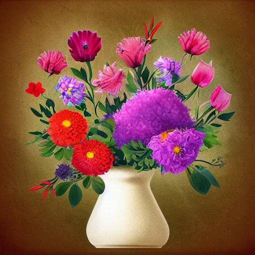 Prompt: flower album art, vase of flowers, dramatic, poster, cover art