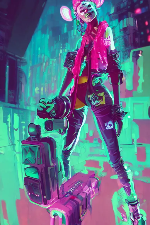 Prompt: wide view cyberpunk clown girl made of pink slime, cartoon, wearing cyberpunk intricate streetwear, transparent, behance hd artstation by jesper ejsing by rhads, makoto shinkai and lois van baarle, ilya kuvshinov, ossdraws, cinematic lighting, sharp focus