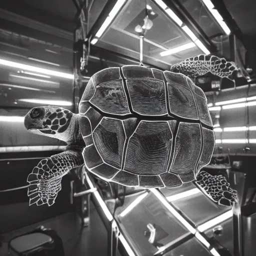 Image similar to tortoise x - ray bright lights, operating room, closeup, wide angle