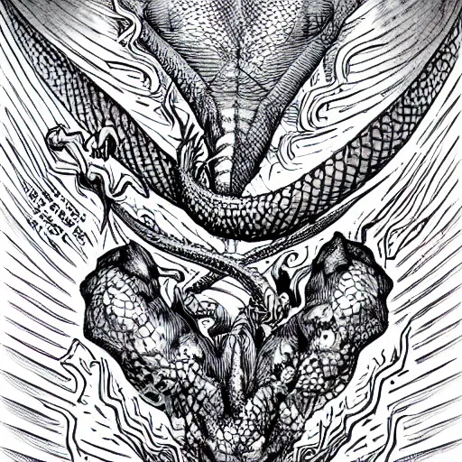 Prompt: Dragon in Utero | Arthur Adams | colorful