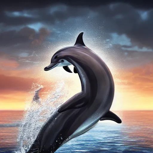 Image similar to A furry dolphin with tiger stripes, dramatic lighting, cinematic, establishing shot, extremely high detail, foto realistic, cinematic lighting, post processed, concept art, high details, cinematic, 8k resolution, beautiful detailed, photorealistic, digital painting, artstation, concept art, smooth, sharp focus, artstation trending, octane render, unreal engine