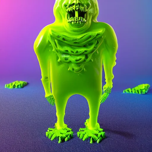 Image similar to slime lord king of the slime universe, skeleton, full body included, wide shot, 1 4 mm lens, f 2. 8, goopy, goop, fluids, soft tissue, subsurface scattering, reflections, ambient occlusion, raytracing, unreal engine 5, pixel art 8 - bit, by beeple