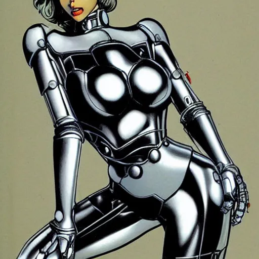 Image similar to retro robot woman drawn by sorayama