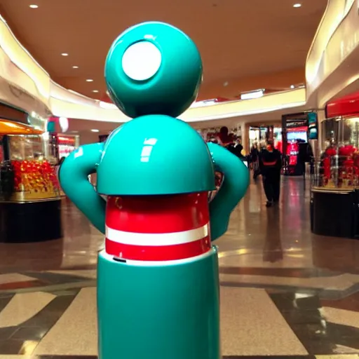 Prompt: Tom Servo at the mall