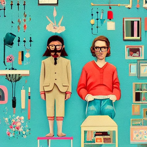 Image similar to a beautiful painting representative of the art style of wes anderson and spike jonze