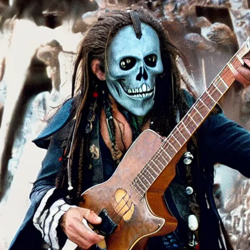 Image similar to davy jones pirates of caribbean playing guitar
