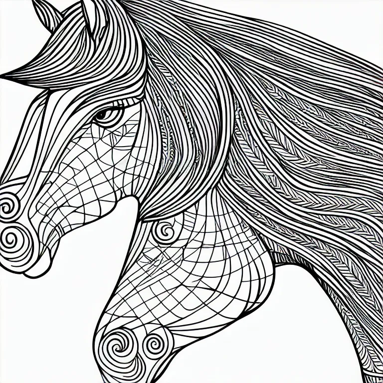 Image similar to beautiful horse, ornamental, fractal, line art, vector, outline, simplified