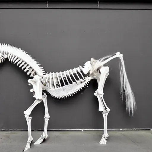 Prompt: magdeburg unicorn horrible skeleton