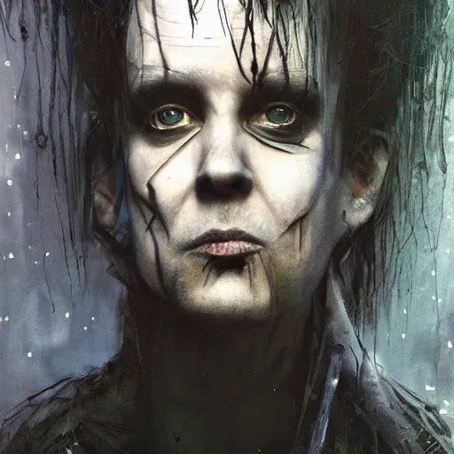 Prompt: stunning portrait of gaunt olli wisdom a ( the cure fan ) as dream from sandman, dim stars as eyes, by jeremy mann, by cedric peyravernay, by by russ mills, by richard avedon and ben templesmith, dramatic lightning, sadness, dark eye sockets, in the shadows, punk rock, gothic, high detailed, 8 k