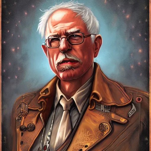 Prompt: steampunk rugged Bernie Sanders, by Anato Finnstark, Tom Bagshaw, Brom